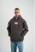 Unisex Kapşonlu Uzun Kol Patchli Nakışlı SweatShirt - Füme