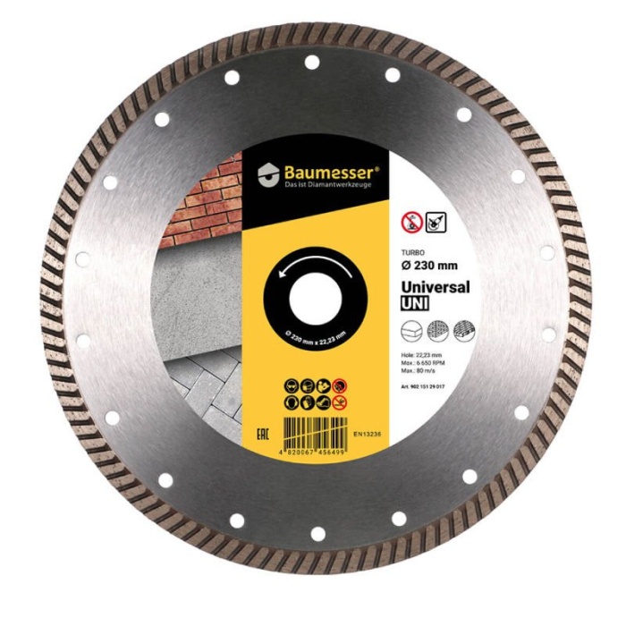 Baumesser 230x2,3x9x22,23 Çok Amaçlı Kesim için Turbo Elmas Testere