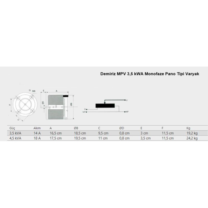 Demiriz MPV 3,5 kVA Kutusuz Monofaze Varyak