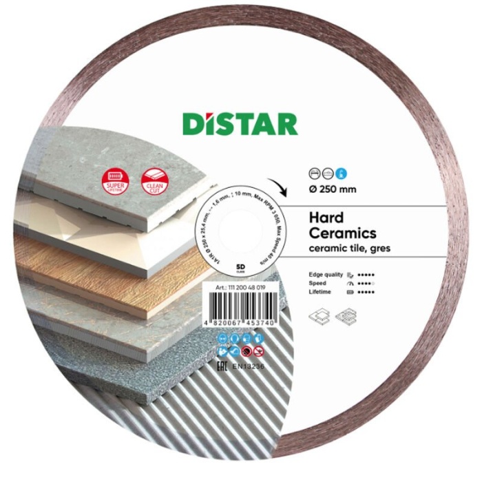 Distar 250x1,6x10x25,4 Çapaksız Sert Seramik Kesimi için Elmas Testere