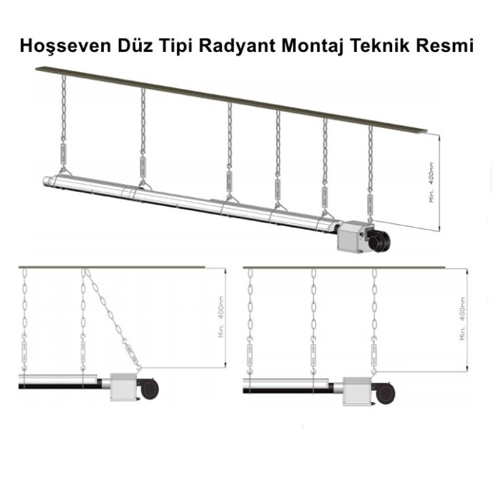 Hoşseven 12 KW L Düz Tip Borulu Radyant Isıtıcı 3 Mt