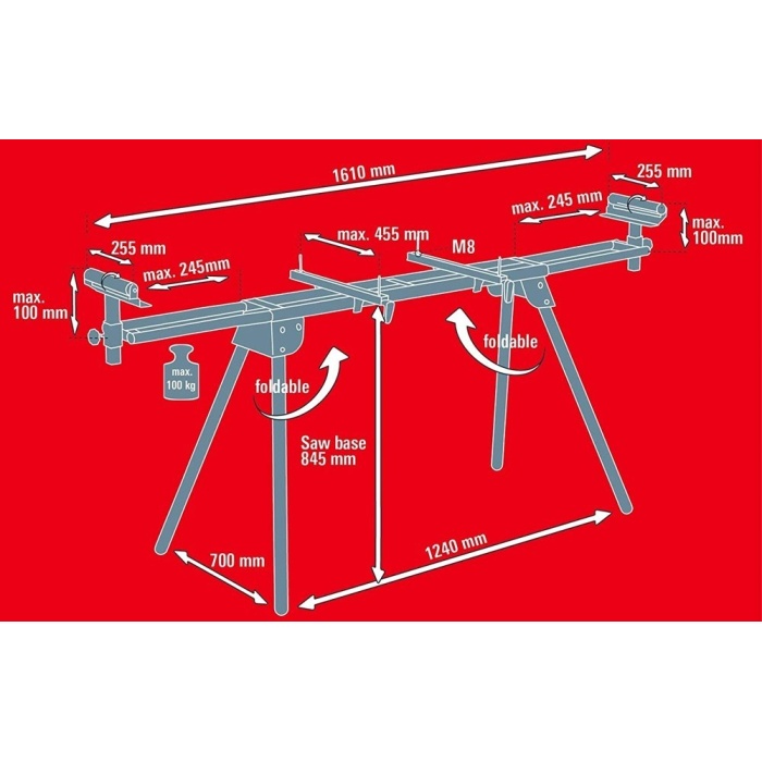 Einhell 4310615 MSS 1610 Gönye Kesme ve Testere Çalışma Tezgah Stantı