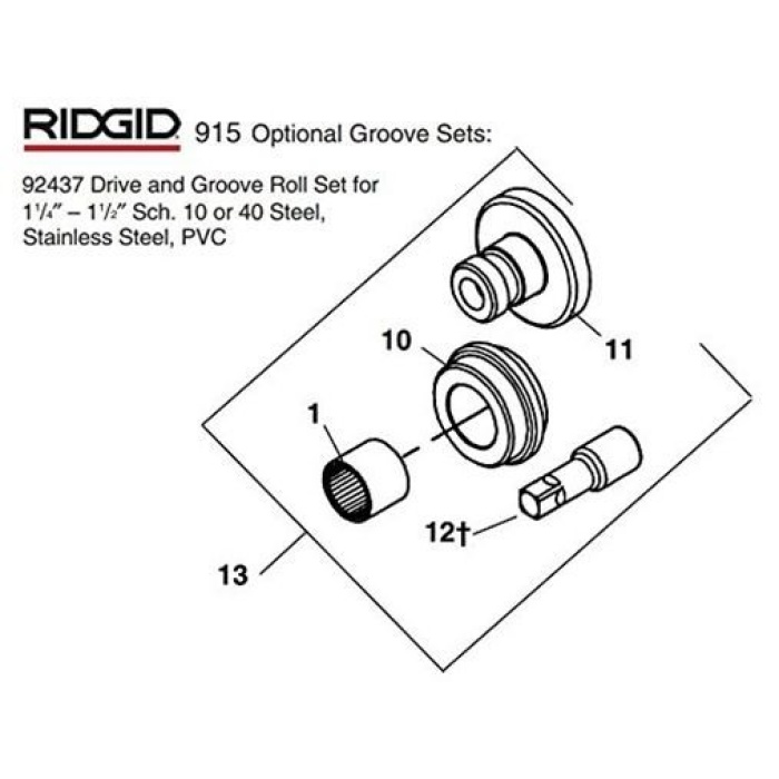 Ridgid R92437 Model 915 1¼- 2½ Yiv Açma Silindiri Seti