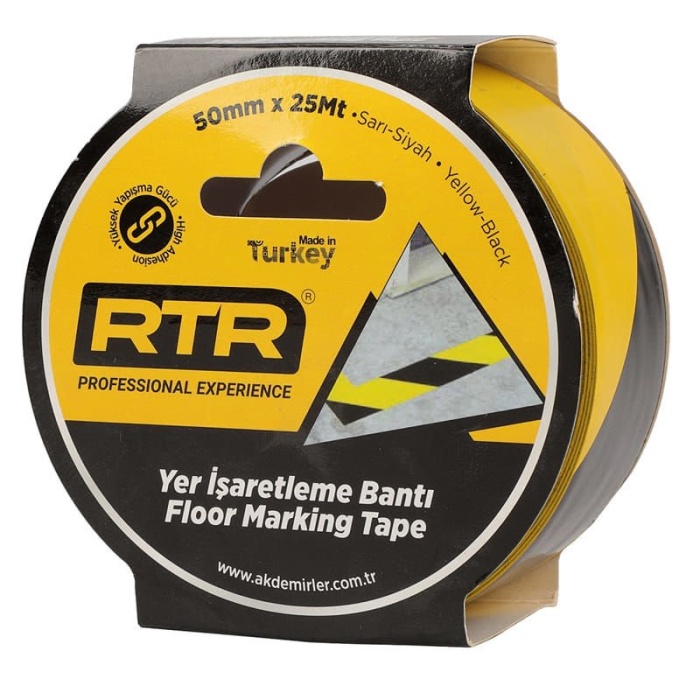 RTRMAX RNY5025 50mmx25yds Yer İşaretleme Bandı Sarı-Siyah