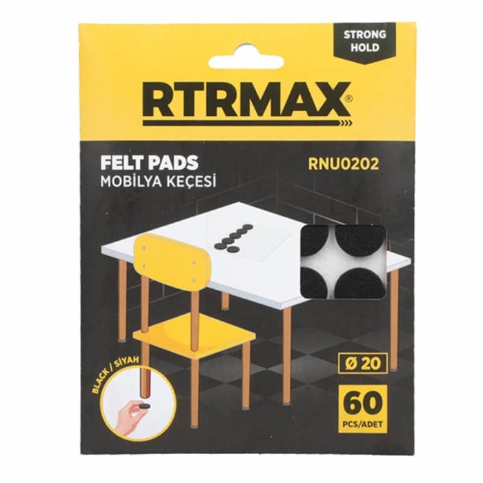 RTRMAX RNU0202 20mm Siyah Mobilya Altı Keçesi