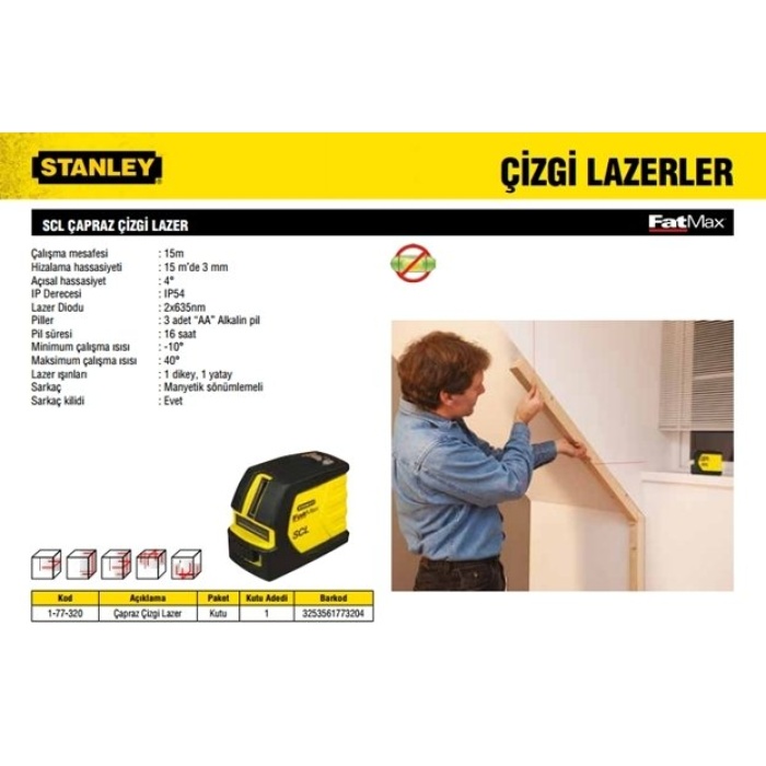 Stanley 1-77-320 SCL Çapraz Çizgi Lazeri