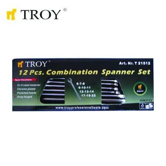 Troy 21512 Kombine Anahtar Takımı (12 Parça, 6-22mm)