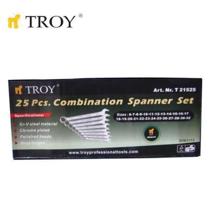 Troy 21525 Kombine Anahtar Takımı (25 Parça, 6-32mm)