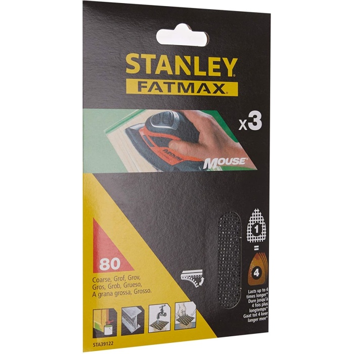 Stanley STA39122 80Kum FATMAX Mesh Mouse Zımpara Kağıdı (3 Adet)