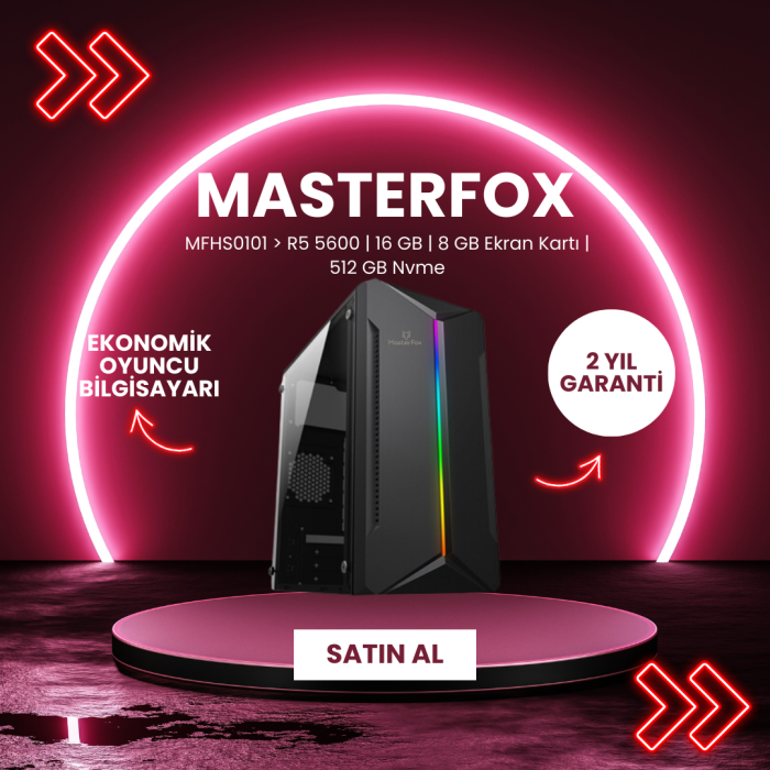 MasterFox HS0101 Amd R5 5600 / 16 GB Ram / 8 Gb Ekran Kartı / 512Gb Nvme Hazır Sistem Bilgisayar