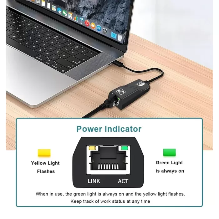 MasterFox Rj45 Type C 1000 Mbps Gigabit Ağ Adaptör Ethernet Kartı