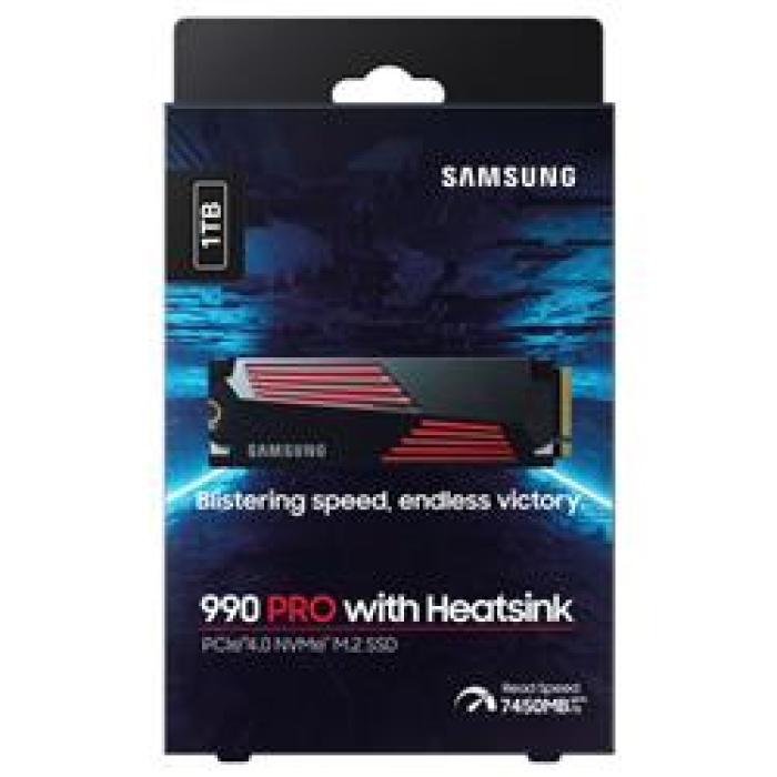 Samsung 1TB 990 PRO w-Heatsink MZ-V9P1T0CW 7450-6900MB-s RGB PCIe NVMe M.2 SSD Disk