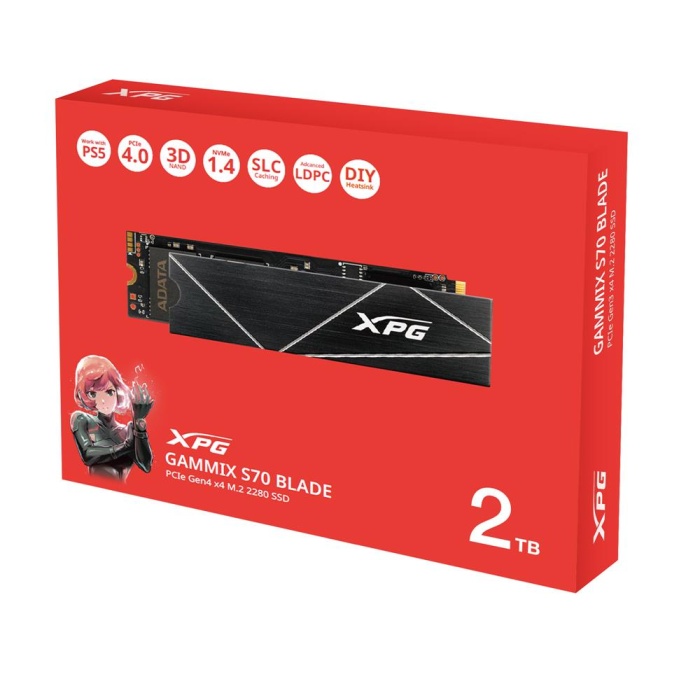 XPG 2TB Gammix S70 Blade 7400MB-s-6800MB-s PCIe Gen4 x4 M.2 2280 Ssd Harddisk