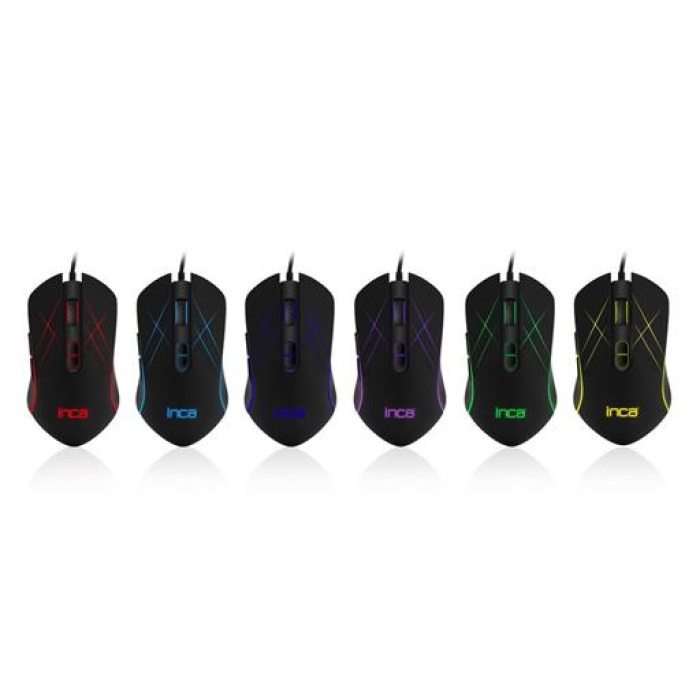 Inca CHASCA Img-039t 3200Dpı  Örgülü 6 Led RGB SOFTWEAR- SİLENT Gaming Mouse (1,65Mt Örgülü Kablo)