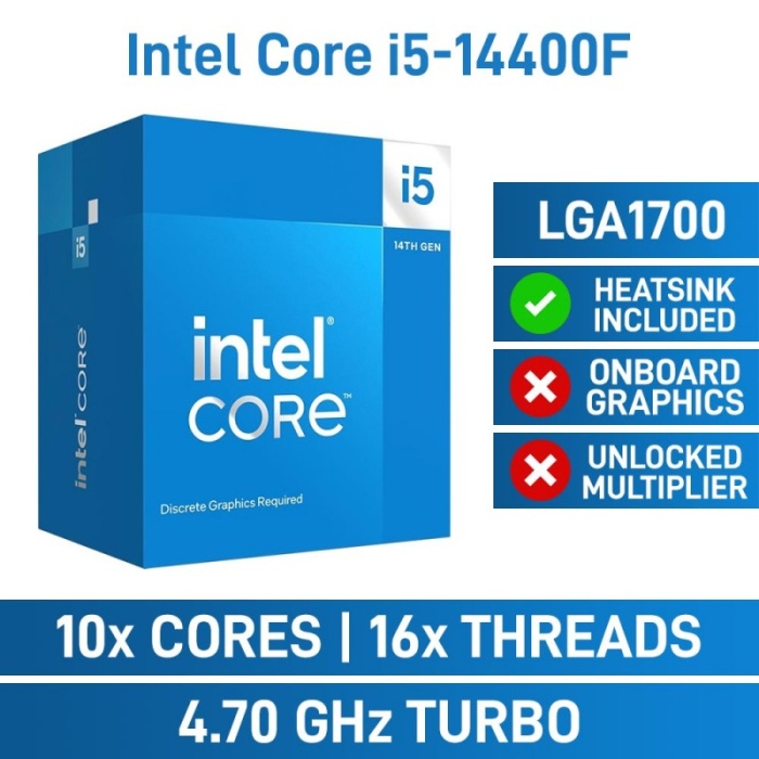 Intel Core i5 14600KF BOX 2,6 GHz 24 MB Cache 1700 Pin Kutulu İşlemci