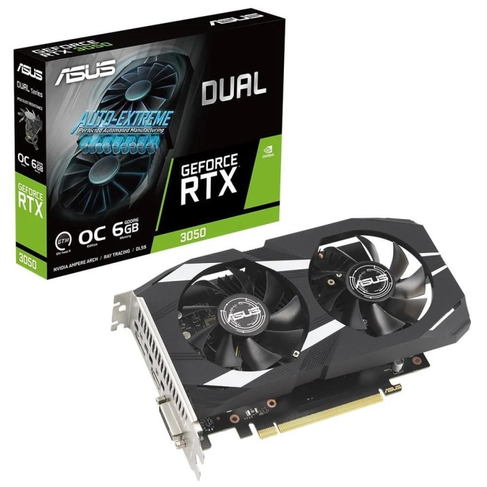 Asus Dual GeForce RTX 3050 OC DUAL-RTX3050-O6G NVIDIA 6GB GDDR6 96Bit DX12 Gaming Ekran Kartı