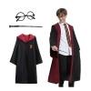 Harry Potter Gryffindor Kapişonlu Çocuk Kostüm + Asa + Gözlük Seti 11-12 Yaş