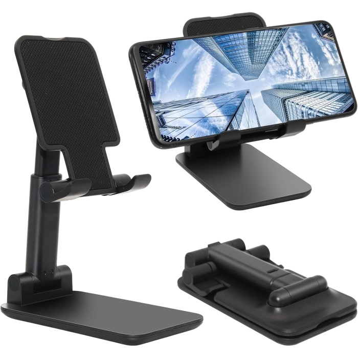 Cep Telefonu Standı, Katlanır Masaüstü Telefon Standı, Açı Yüksekliği Ayarlanabilir Cep Telefonu Tutacağı, Masa, Ofis, Tablet Standı Tüm Telefonlarla Uyumlu 10-25 cm Cep Telefonu/Tablet