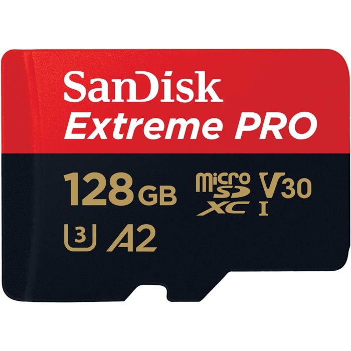 Extreme PRO microSDXC UHS-I hafıza kartı 128 GB + adaptör ve RescuePRO Deluxe (akıllı telefonlar, aksiyon kameraları veya dronlar, A2, Class 10, V30, U3, 200 MB/s aktarım için)