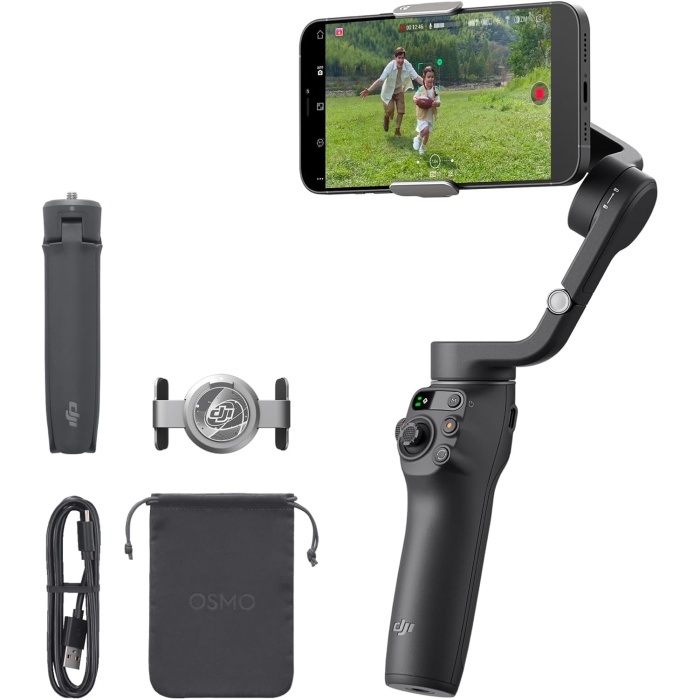 Osmo Mobile 6 - Akıllı Telefon Gimbal Sabitleyici, Dahili Uzatma Çubuğu, Taşınabilir ve Katlanabilir, ShotGuides özellikli Android ve iPhone Gimbal, Vlogging Sabitleyici