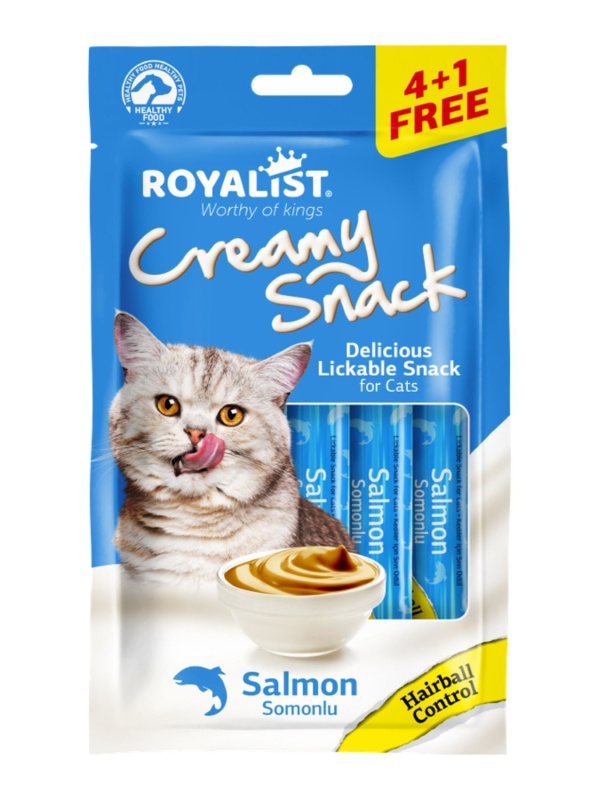 creamy snack salmon hairball somonlu tüy yumağı kontrol ödül maması 5x15 gr