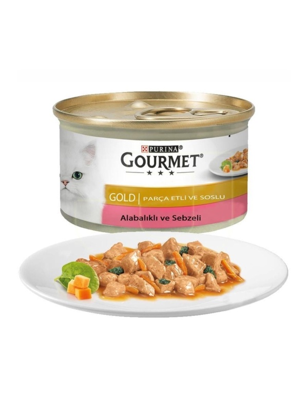 Gourmet Parça Etli Soslu Alabalık Ve Sebzeli Kedi Konservesi