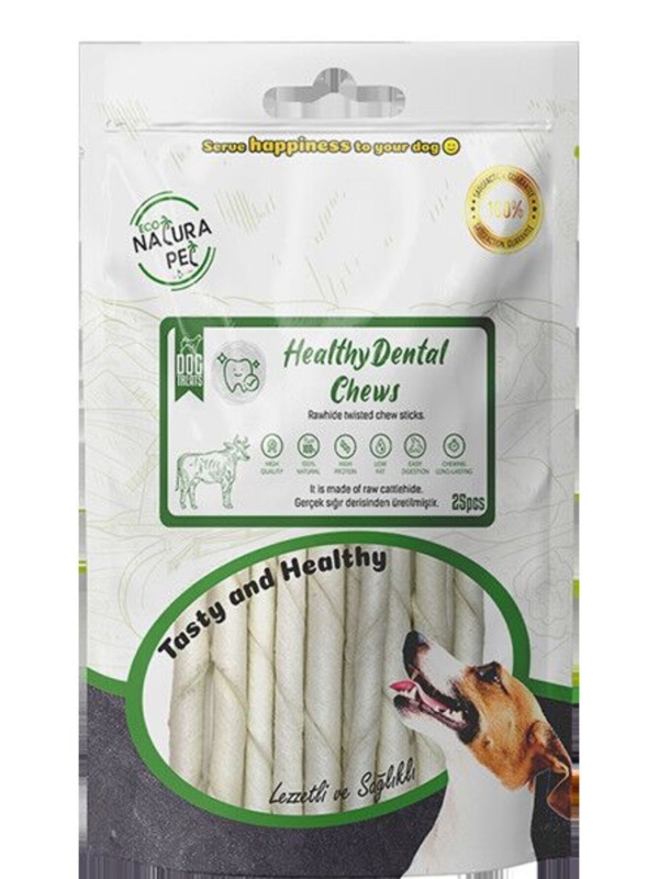 Eco Healty Dental Chews Beyaz Burgu Kemik 13cm 25li 150gr