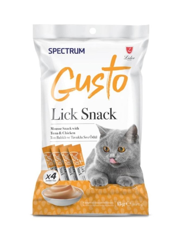 Gusto Lick Snack Ton Balığı ve Tavuklu Sıvı Kedi Ödülü 4x15gr