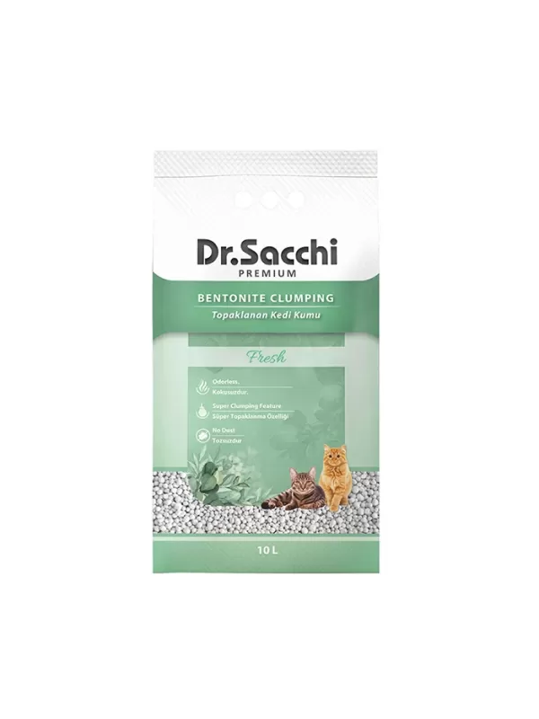 Dr. Sacchi Fresh Kokulu Topaklanan 10 lt Bentonit Kedi Kumu