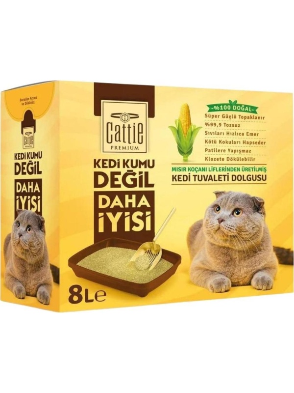 Cattie Süper Topaklanan Mısır Koçanı 8 lt Kedi Tuvaleti Dolgusu