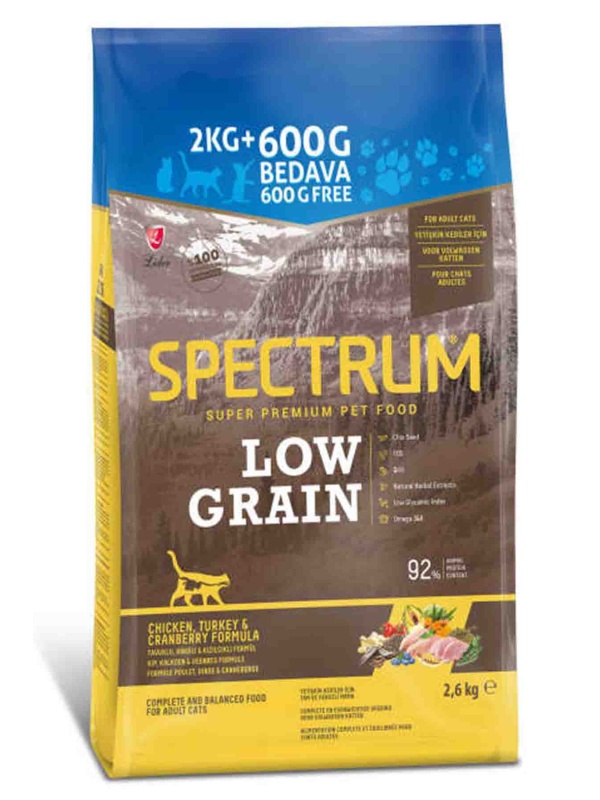 Spectrum Low Grain Tavuklu Hindili Kızılcıklı 2.6 kg Yetişkin Kedi Maması