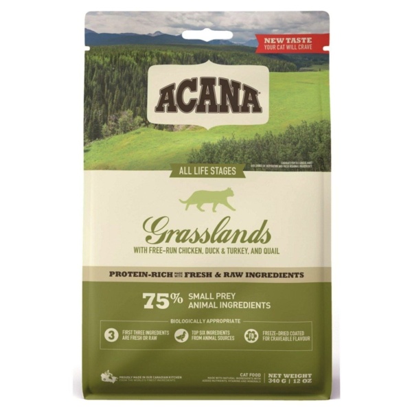 Acana Grasslands Tahılsız Tavuk Ördek ve Hindili 1.8 kg Tüm Yaşam Evreleri Yetişkin Kedi Maması