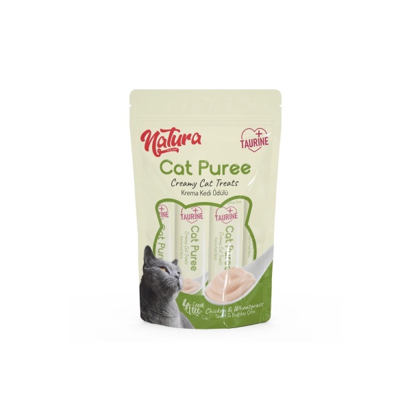 Cat Puree Tavuk & Buğday Çimi 5*12 gr