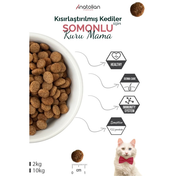 Anatolian Premium Somonlu 10 kg Kısırlaştırılmış Yetişkin Kedi Maması