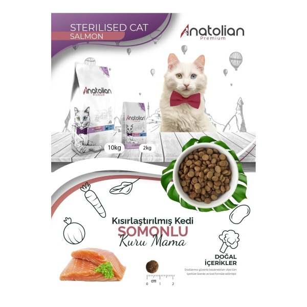 Anatolian Premium Somonlu 2 kg Kısırlaştırılmış Yetişkin Kedi Maması