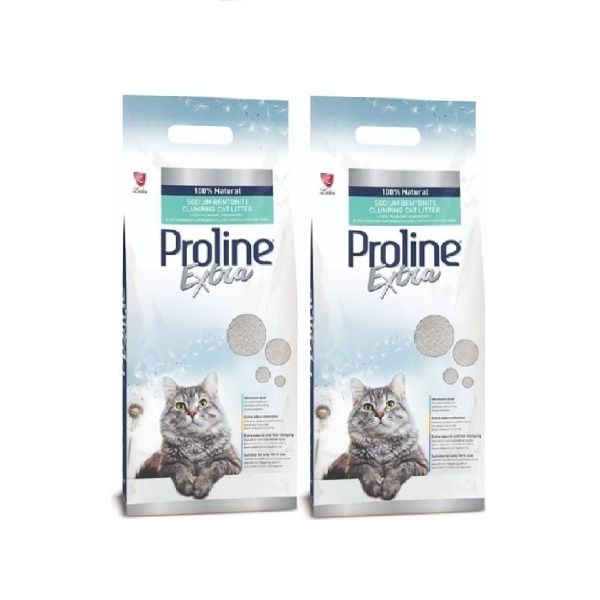 Proline Ekstra Gri Topaklanan 10 lt 2li Paket Sodium Bentonit Kedi Kumu