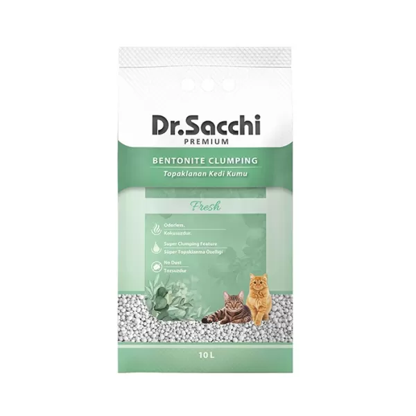 Dr. Sacchi Fresh Kokulu Topaklanan 10 lt Bentonit Kedi Kumu