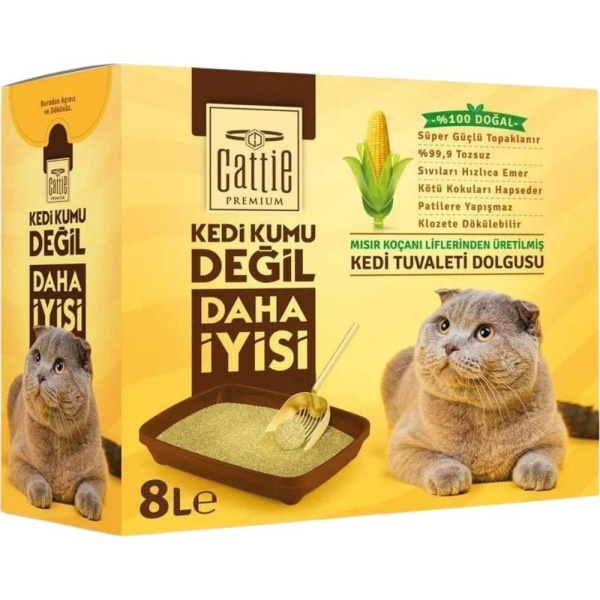 Cattie Süper Topaklanan Mısır Koçanı 8 lt Kedi Tuvaleti Dolgusu