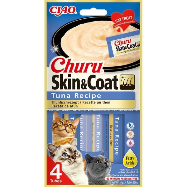 Inaba Ciao Churu Skin & Coat Ton Balıklı 4x14 gr Sıvı Kedi Ödül Maması