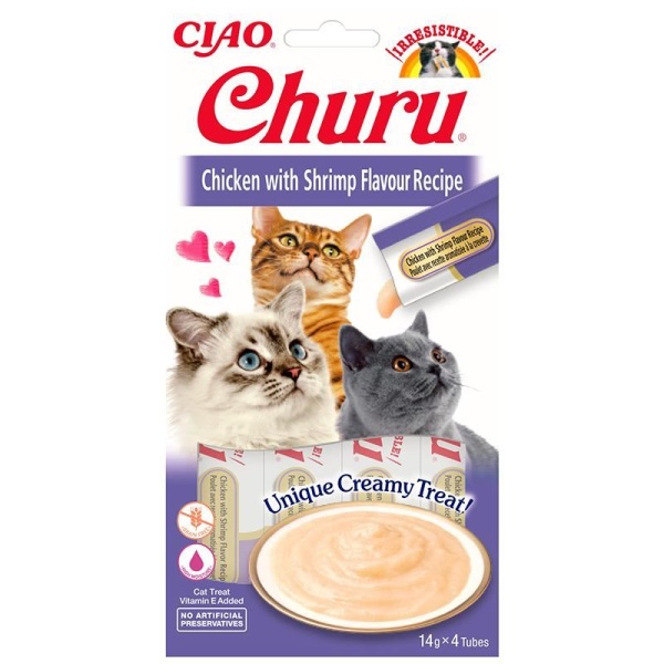 Inaba Ciao Churu Cream Tavuklu ve Karidesli 4x14 gr Sıvı Kedi Ödül Kreması