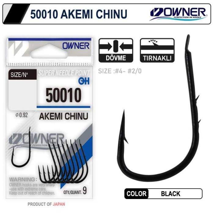 Owner 50010 Akemi Chinu Black İğne Size: 3