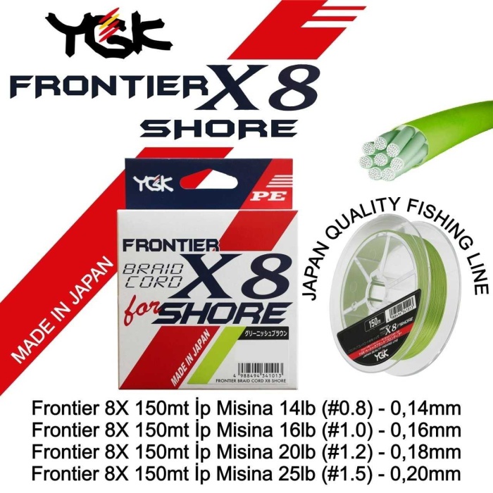 YGK Frontier Braid Cord Shore X8 SC 150 Mt 0.20 Mm