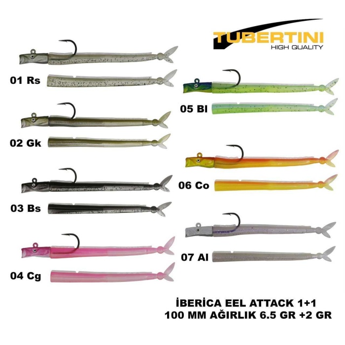 İberica Eel Attack Set 100 mm 6.5 g + 2g 1+1 set #01 Renk Kodu