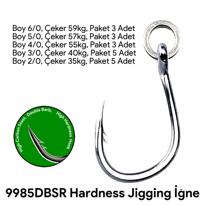 Shogun 9985DBSR Jigger Double Barb Solid Ring Steel İğne 3/0