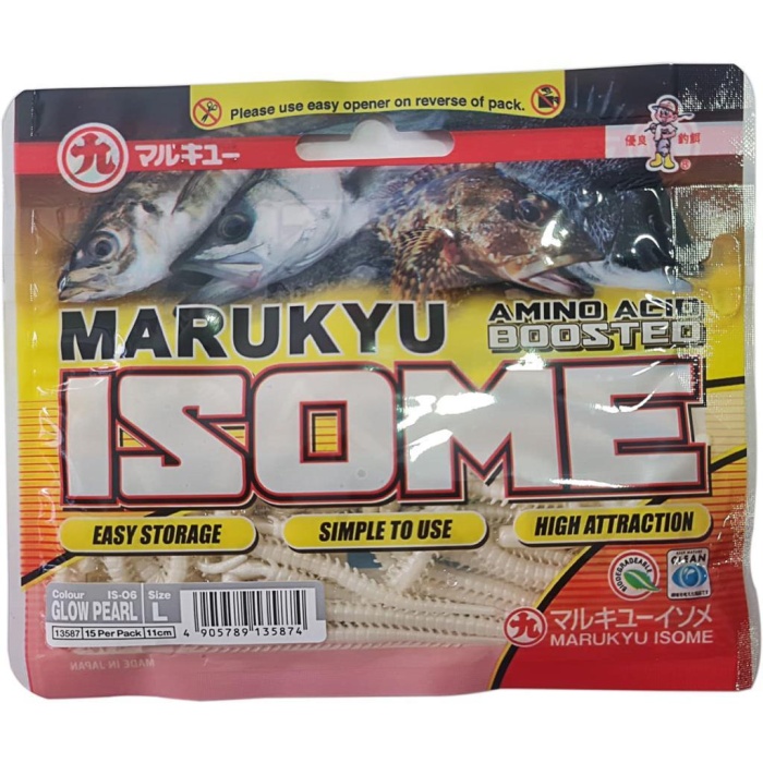 Marukyu Isome L 11cm 15 Adet LRF Silikonu Renk: IS-06 Glow Pearl