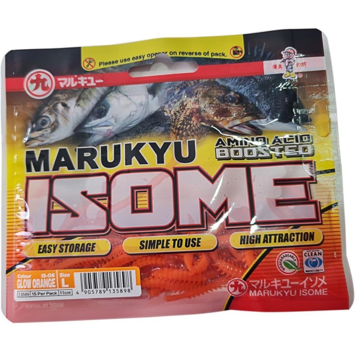 Marukyu Isome L 11cm 15 Adet LRF Silikonu Renk: IS-08 Glow Orange