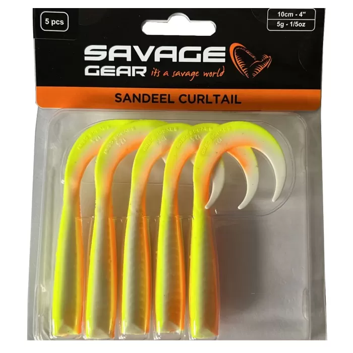 Savage Gear LB Sandeel Curltail 10cm Lemon Back 5 Adet Silikon Balık