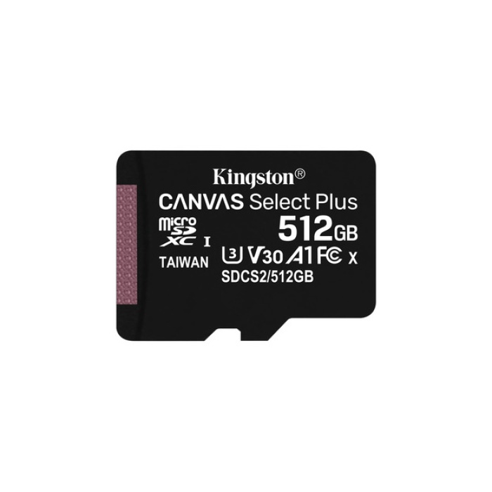 Kingston 512GB microSDXC Canvas Select Plus 100R A1 C10 Card + Adapter