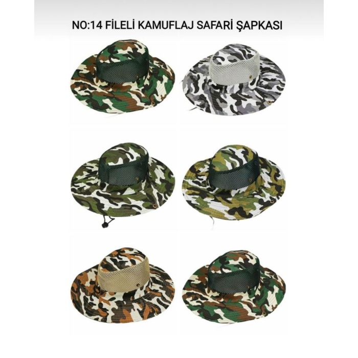 NO-14 KAMUFLAJ FİLELİ SAFARİ ŞAPKA (2563)