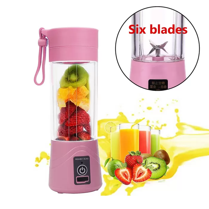 Portatif Taşınabilir El Blender 380 Ml Usb Şarjlı Pembe (2563)